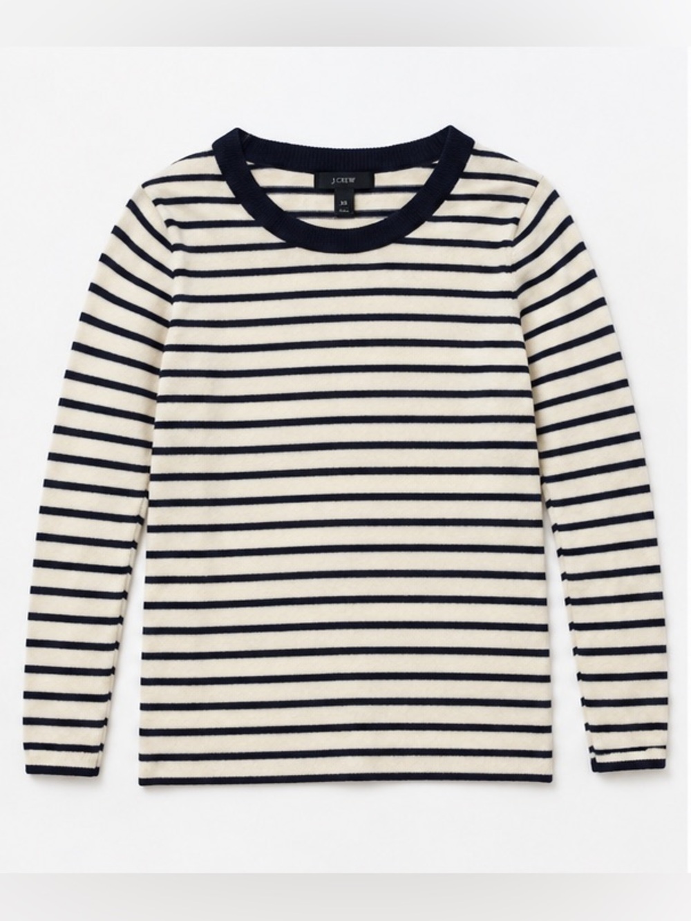 J.Crew 100% Merino Wool Striped Crewneck Sweater XS Black Ivory